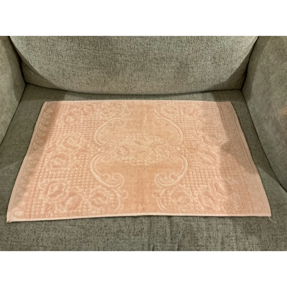 Vintage Cannon Monticello Towel Set Pink Yellow Tan Floral Jacquard Retro 7pc